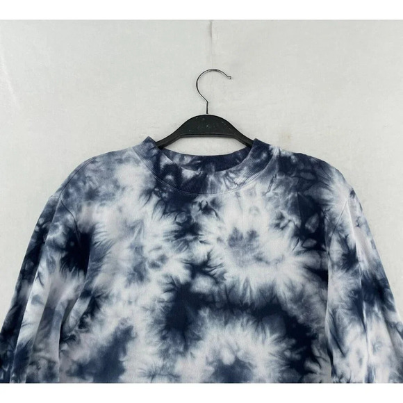 SoulCycle Sweatshirt Women's Sz M Blue Tie Dye Crew Neck Cropped Pullover - Picture 6 of 13
